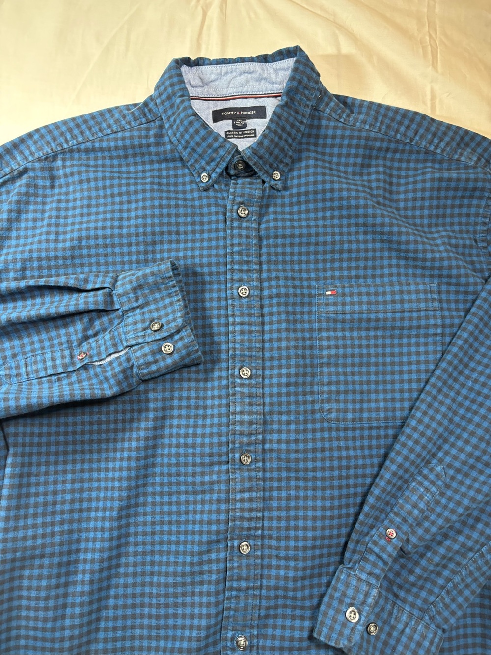 Tommy Hilfiger Blue and Black Checked Button-Down Shirt